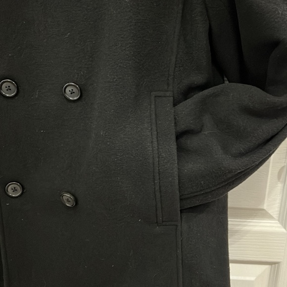 Pronto Uomo Brand Black Wool Pea Coat XL - Picture 3 of 7